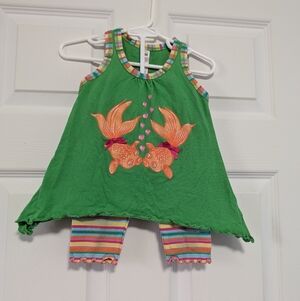 Love U Lots Green Dress with Colorful Trim girls Size 3T